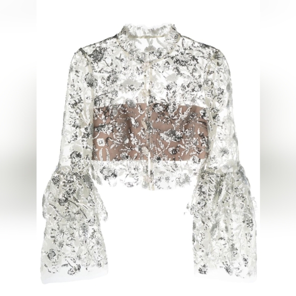 Self-Portrait Champagne Sequinned Top - Picture 2 of 9